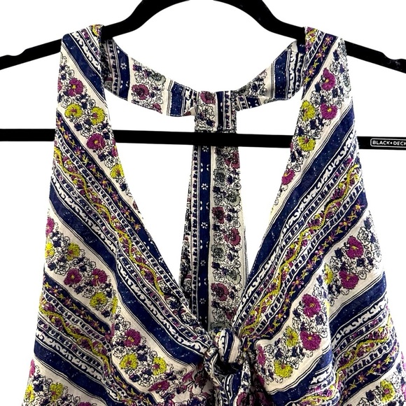 Free People cotton Love Charm T back crop top Size M Ruffle hem and tie front - Picture 3 of 10